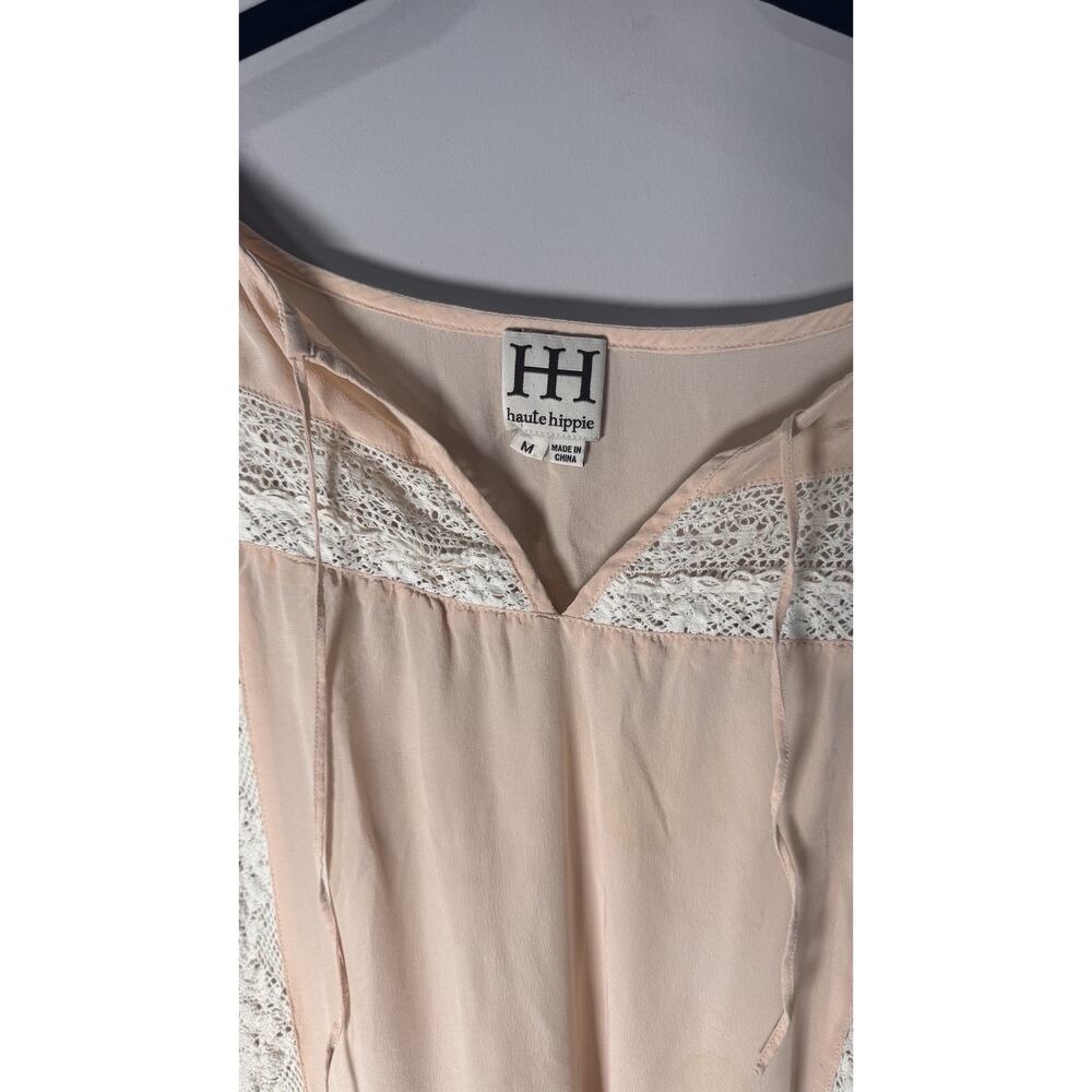 Haute Hippie Peach And Lace Blouse Shirt Size M - Picture 3 of 7